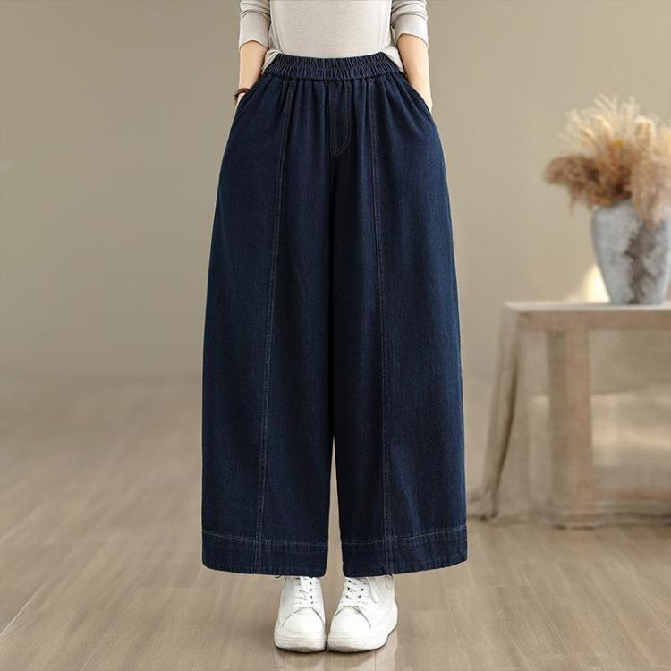 New Women Autumn Denim Jeans Big Size Casual Loose Trousers Long Pants Plus Size