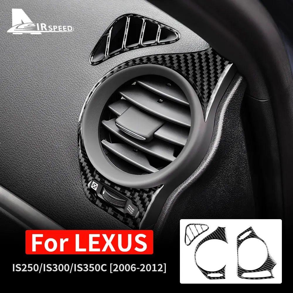 Carbon Fiber Car Air Conditioning Vent Outlet Trim Decoration Stickers For Lexus IS250 300 350C 2006-2012 Interior Accessories