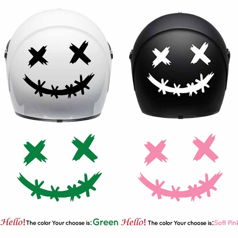 Autoaufkleber Dämon Lächelndes Gesicht Aufkleber Motorradhelm Aufkleber Reflektierend Wasserdicht Smiley Abziehbild Autokarosserie Dekoration