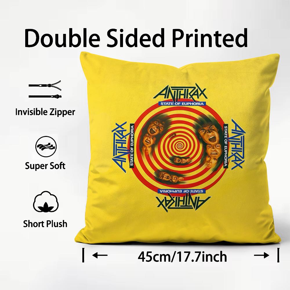 

AANTHRAX Band Cushion Cover Plush Fabric Soft DoubleSided Printed Sofa Warm Winter Home Child Gift Pillow Case 30x30cm