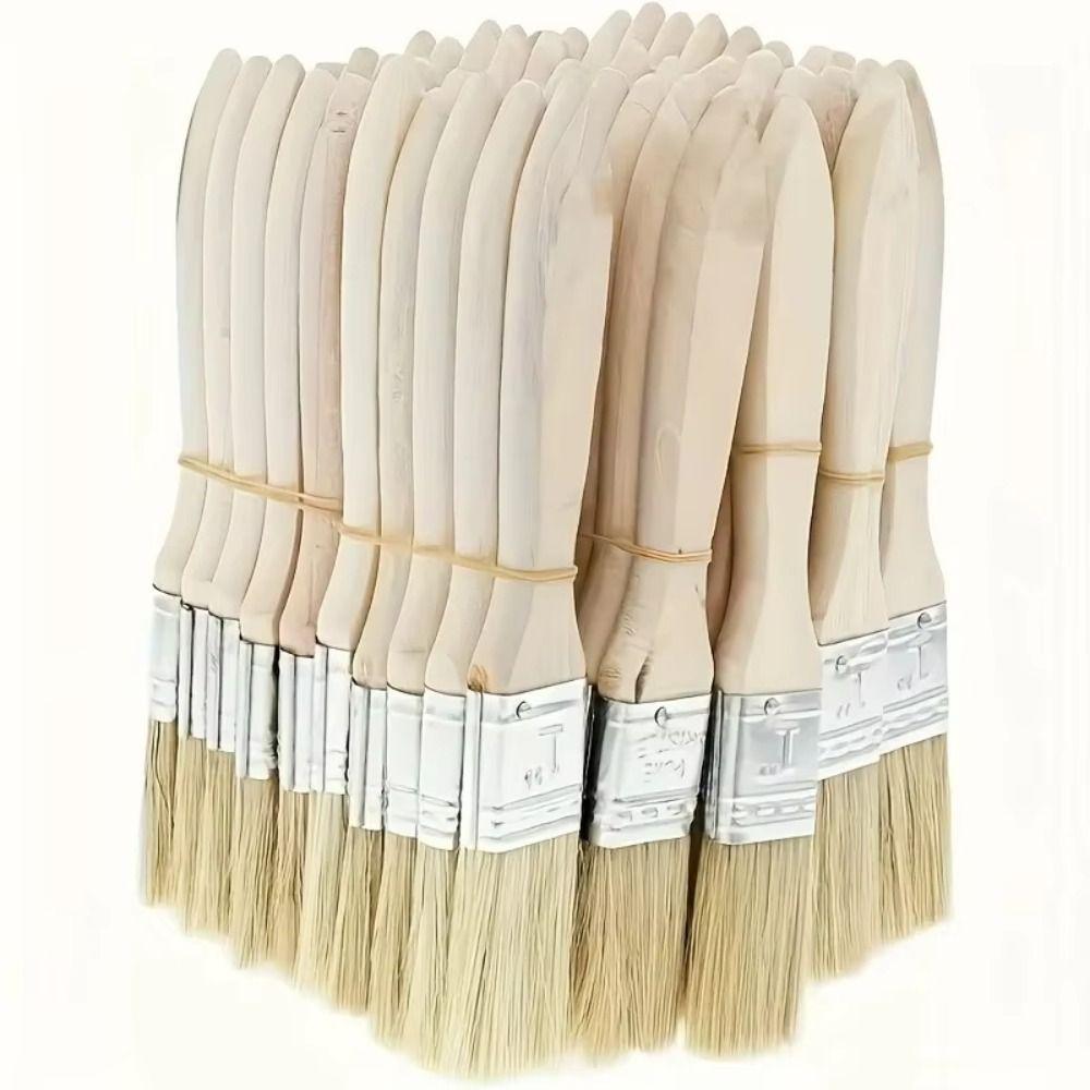 10Pcs Wooden Handle Pig Mane Brushes Thickened Wall Paint Brush Furniture Painting