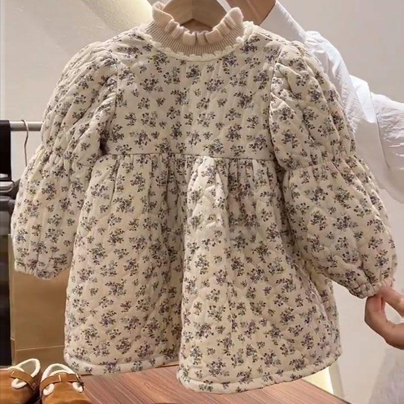 

Корейское стеганое цветочное платье принцессы для девочек - Коллекция осень/зима 2024 90 (Height 85cm, 18-24 lbs)