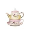 Gut- Blumenteekanne Blume Vogel Tasse Untertasse Hitzebeständiges Glas Topf Set Kaffeetasse Nachmittagstee Teegeschirr