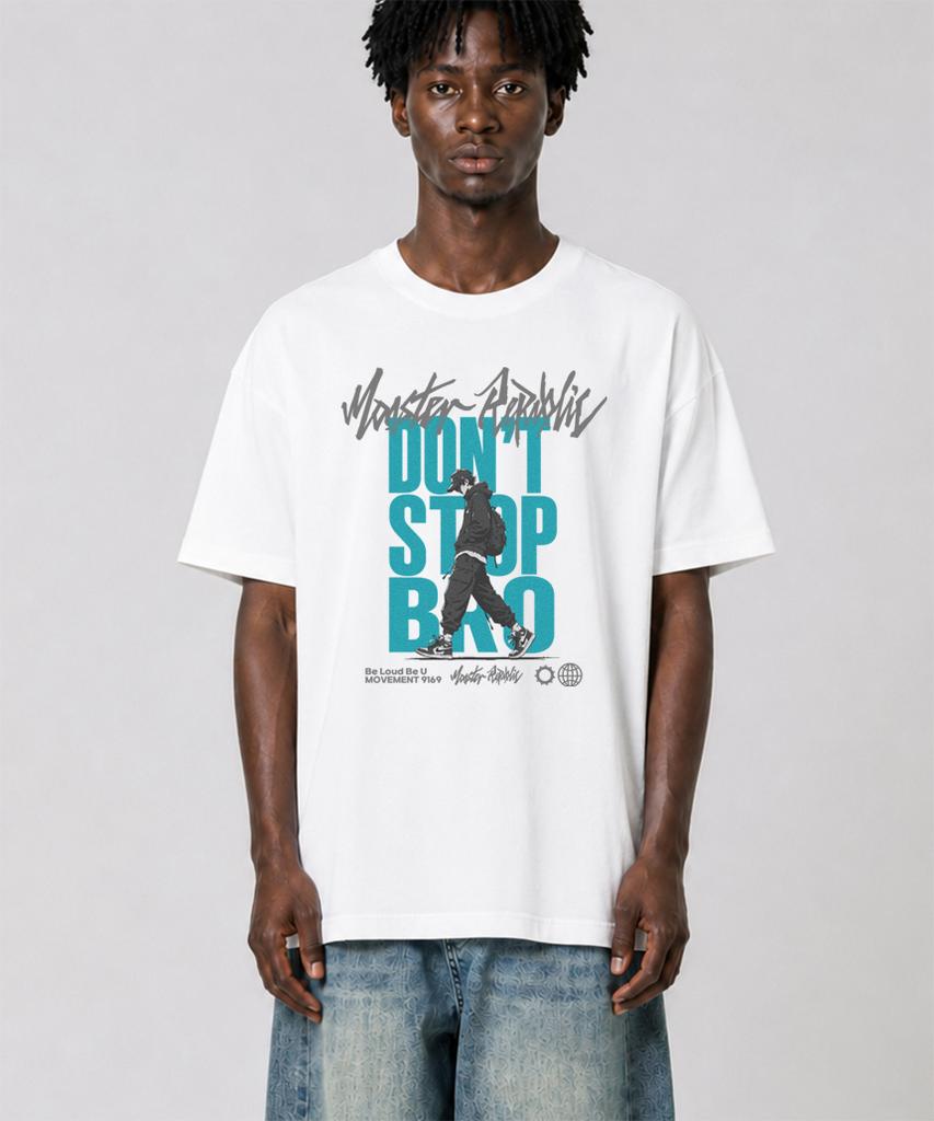 MONSTER REPUBLIC Don'T Stop Bro Mint T-Shirt White_9169
