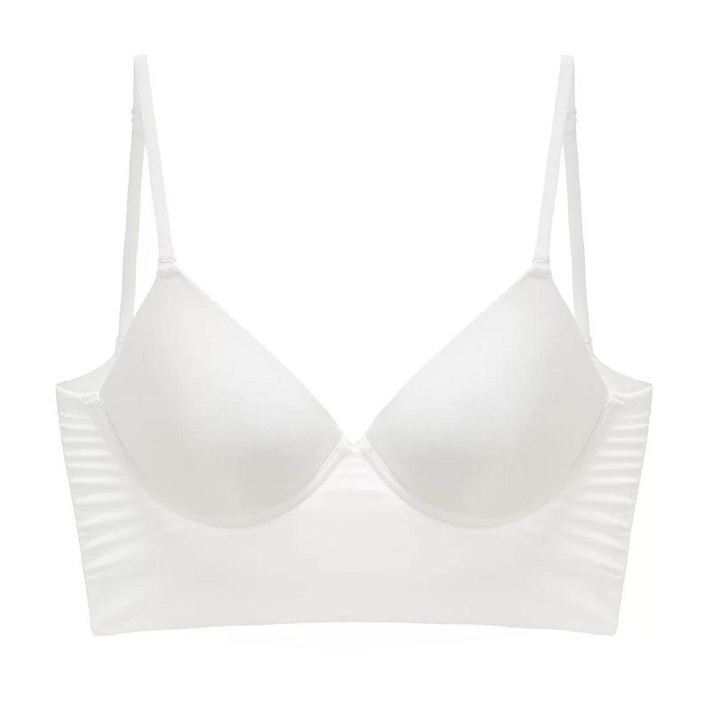 

New sexy underwear women s thin big breasts show small U-shaped vest bra soft steel ring closed breast bra S білий