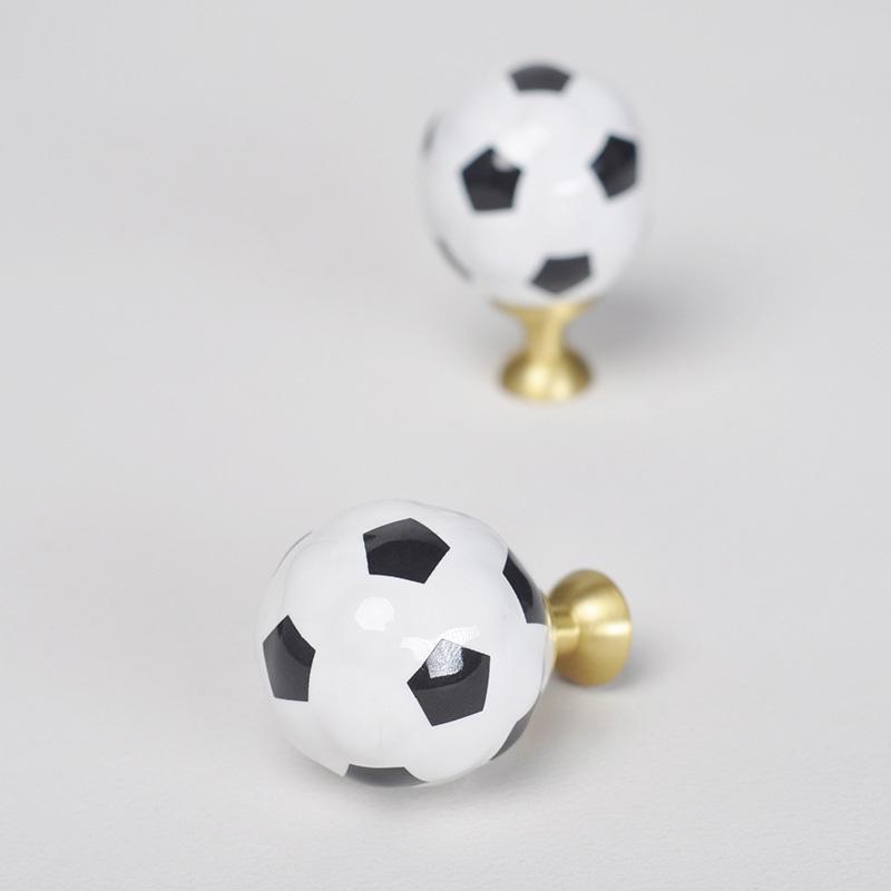 1PC Lovely Fashion Ceramic Handles  Cute Football Drawer Knobs Sport Style Cabinet Pulls