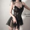 Golden Night Lingerie: Sheer Mesh Strapless Nightgown Lace Set