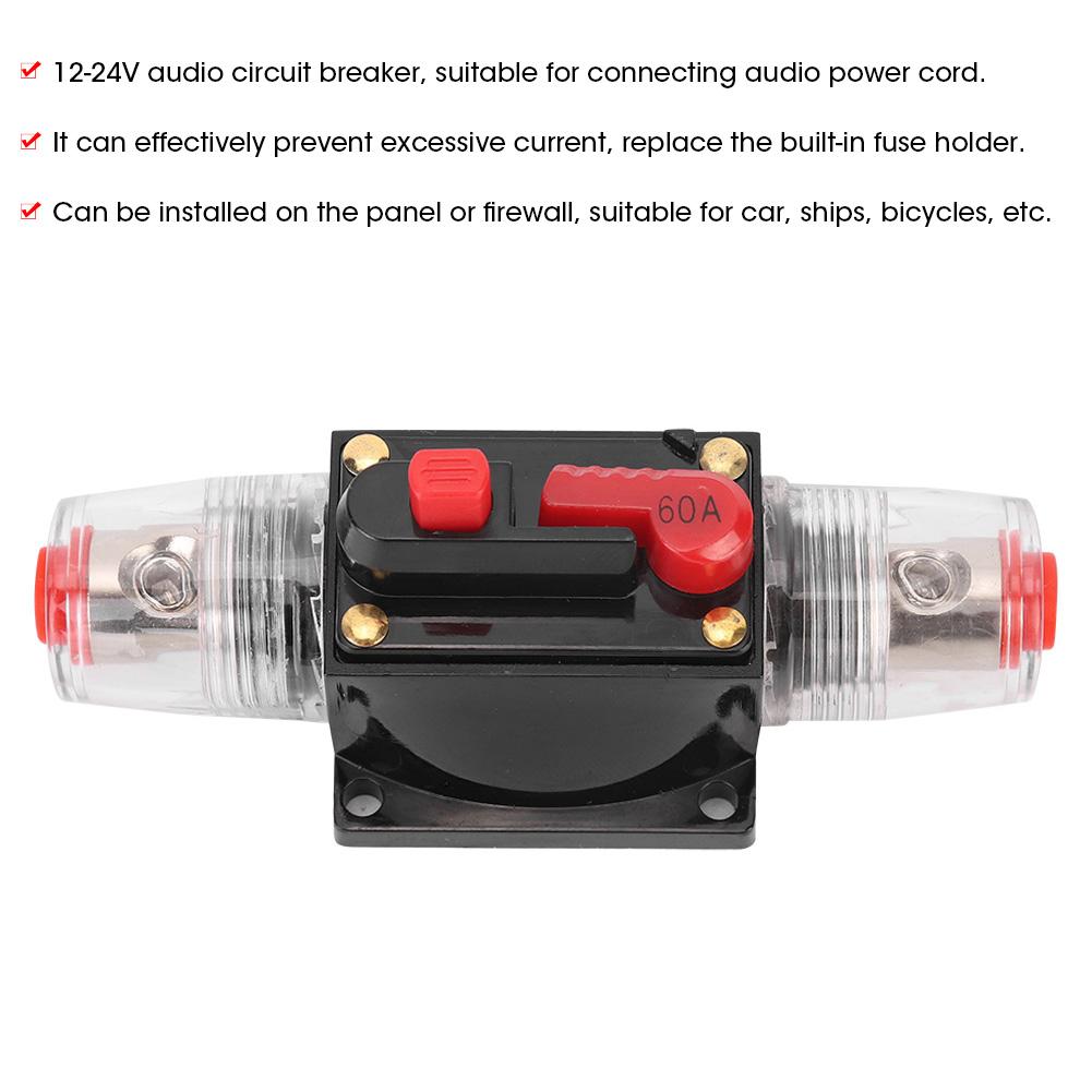 12 24V Auto PKW Zubehör Audio Verstärker Rücksetzbarer Sicherungsautomat Sicherungshalter für Automobil Schiff 60A
