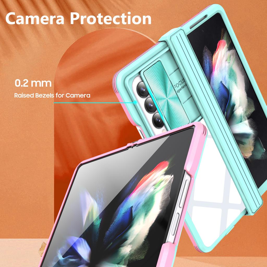 Anti -Drop Slide Camera Protection Case For Samsung Galaxy Z Fold 4 5g Fold4 Zfold4 Non -Slip Clear Acrylic Phone Bag Funda