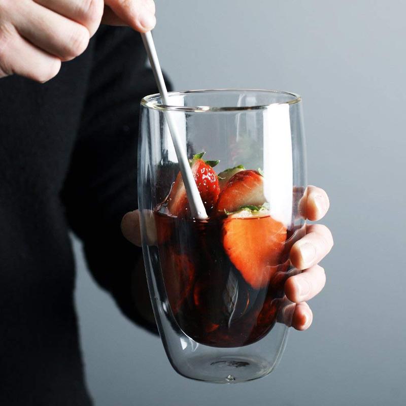 450ml Double Wall Glass Cup Insulated Coffee Cup Big Tea Coffee Mug Borosilicate Glass Drinking Cup for Hot Cold Drinks