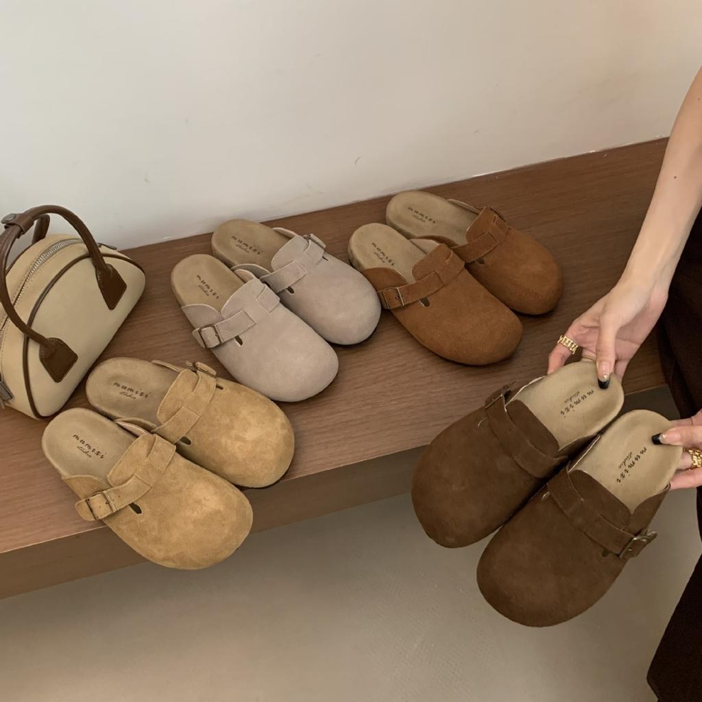 Baotou Drag Women's Thick-soled Outer Wear Versatile Retro 2025 Autumn New Soft-soled Casual Birkenstocks Flat-soled Half-slippers