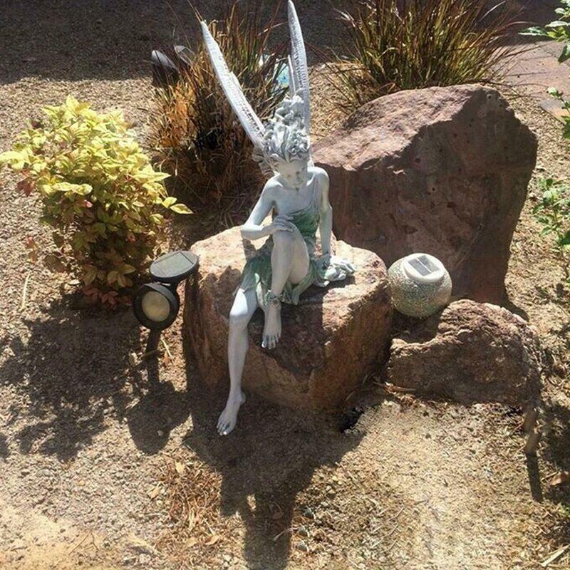 And Tudor Turek Sitting Fairy Statue Garden Ornament Resin Craft Landscaping