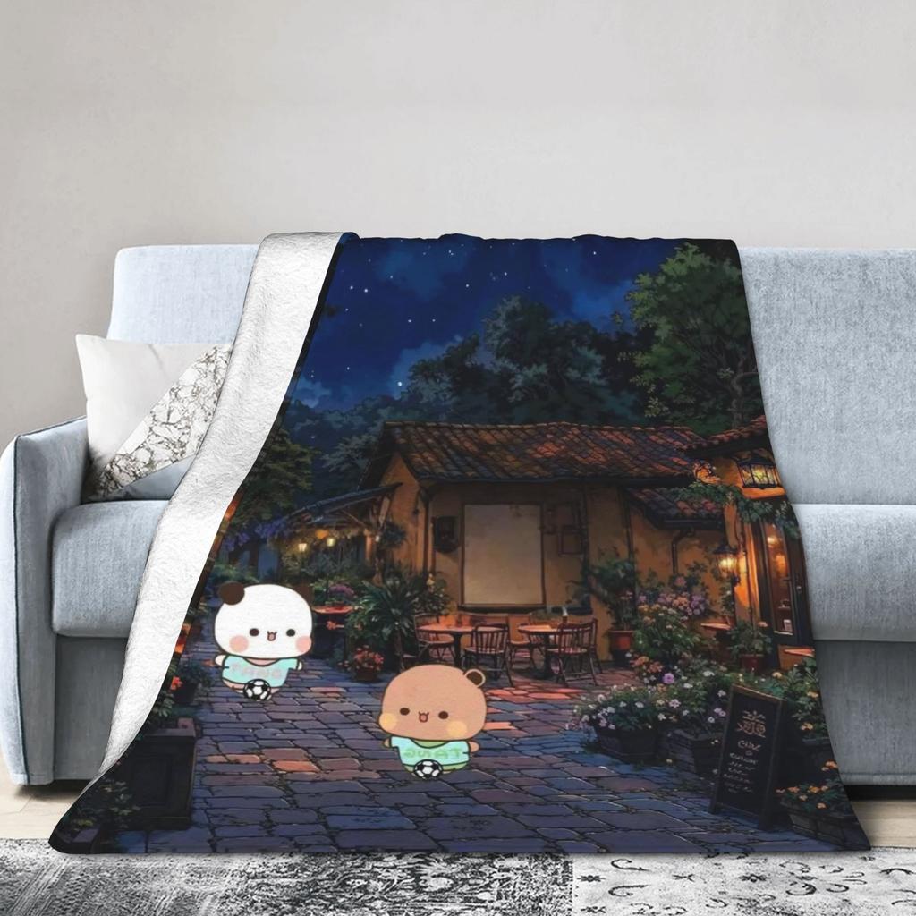 Bubu & Dudu Appreciating Lanterns Flannel Blankets Winter  Super Soft Throw Blanket for Home Decor Novelty Bedspread Bed Cover