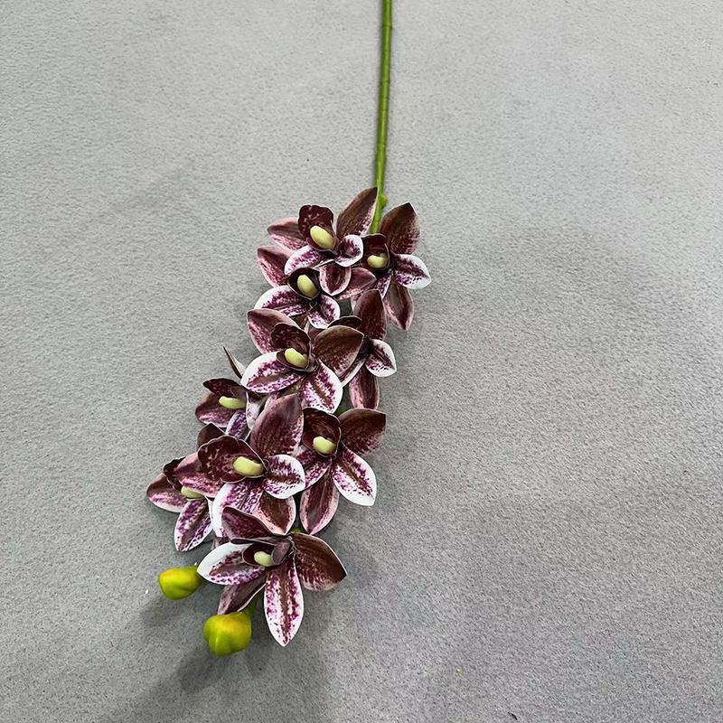 Artificial Cymbidium Hookerianum 10 Heads Simulated Vanda Cymbidium Tropical Phalaenopsis Tiger Orchid Plant