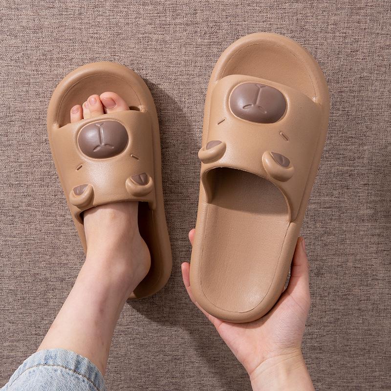 

Kapibara slippers women s summer 2025 new couple home wear non-slip middle-aged and older children s cool slippers men 34-35 (inner length is about 22cm) коричневий