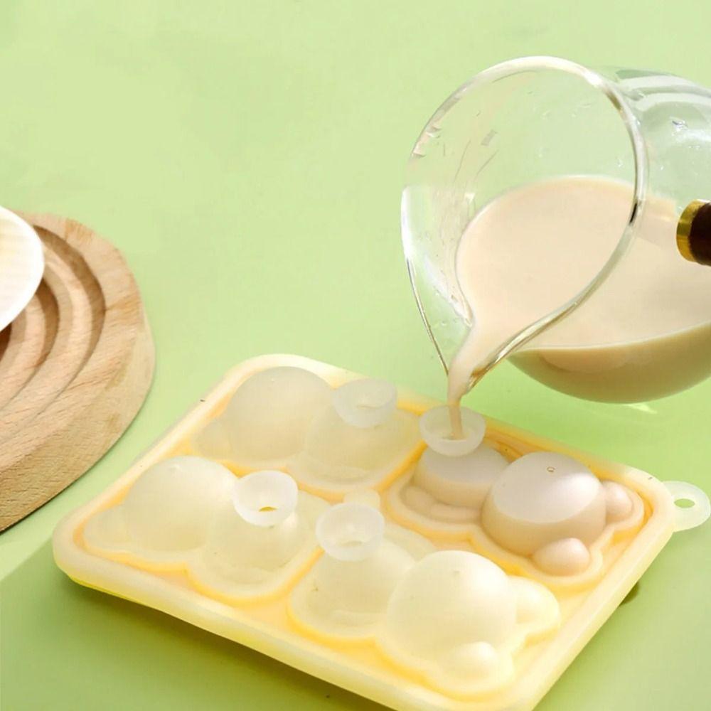 Food Grade Ice Block Mold Four Grid Ice Cream Mold Ice Bear Model Making Artifact  Frozen
