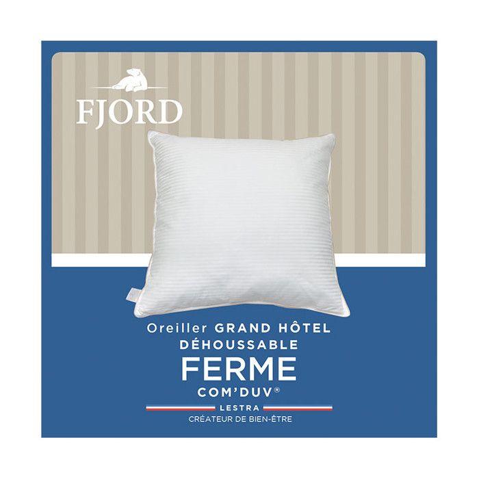 Pillow "Fjord Grand Hotel" with Removable Cover Ferme Com'Duv Striped Cotton Satin Lestra - Pillow 50 X 70 Cm