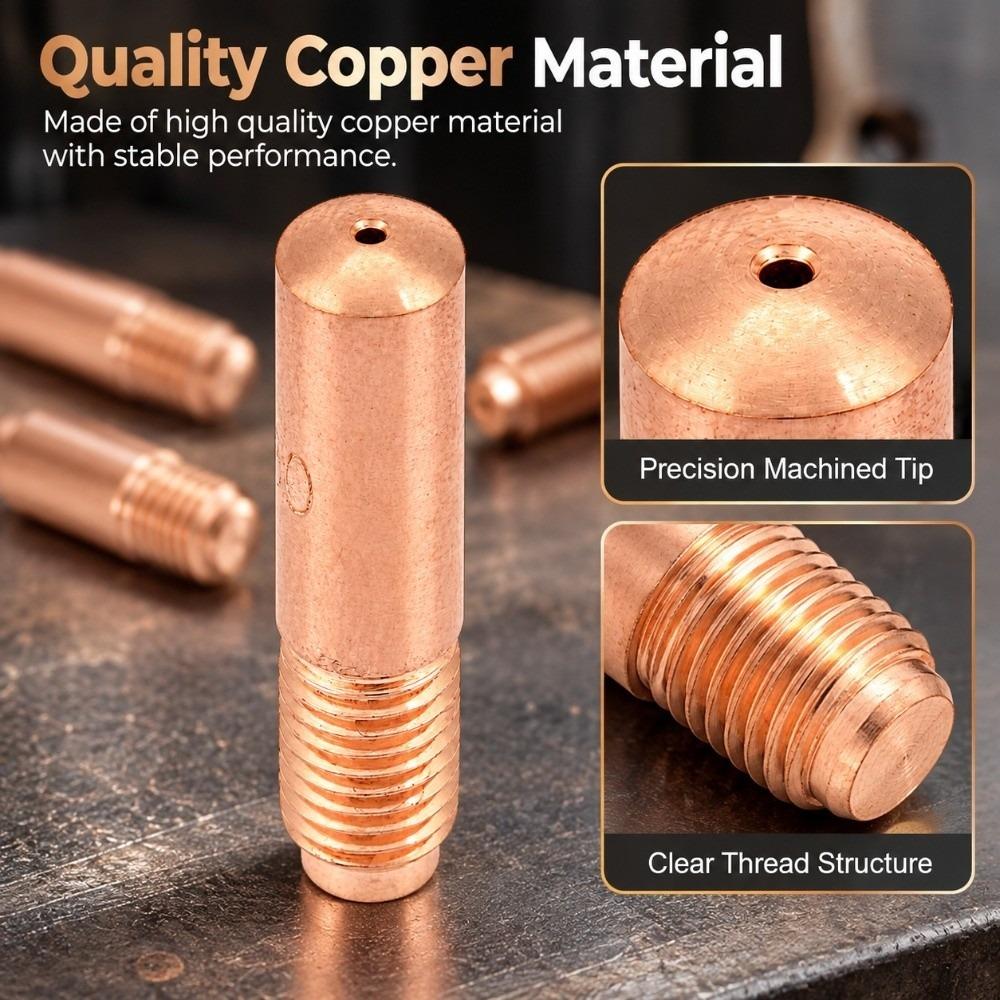 10 Pcs Copper MIG Welding Contact Tips Smooth Surface Copper Contact Tips For Miller Torch