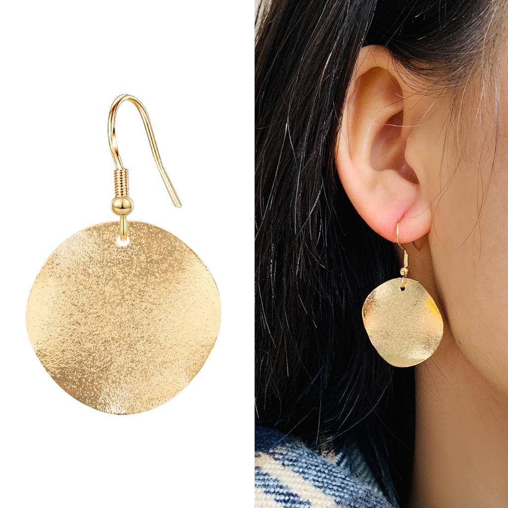 Irregular Round Drop Earrings for Women Simple Curved Frosted Allergy Resistant Piercing Earrings Jewelry