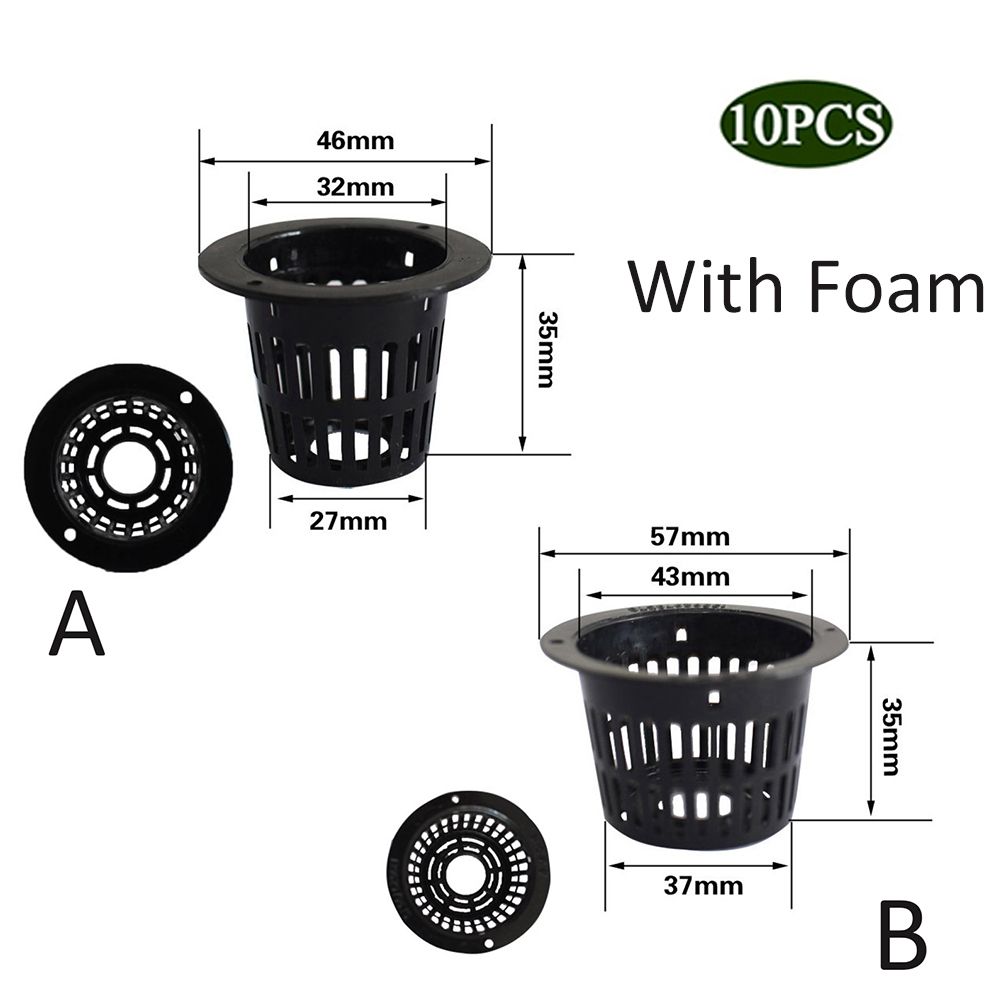 10Pcs Mesh Pot Net Cup Basket Hydroponic System Garden Plant Grow Vegetable Cloning Foam Insert Seed Germinate Nursery Pots