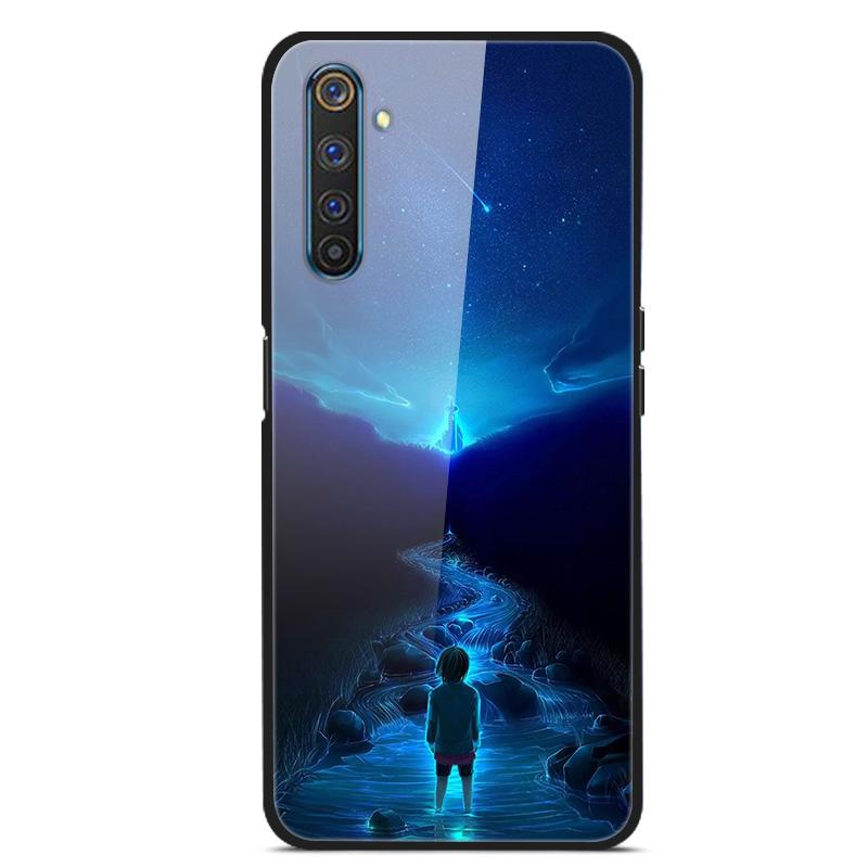 Para OPPO Realme 6 pro Fundas Vidrio Templado Cubierta Trasera del Teléfono para Realme 6pro Fundas con Parachoques de Silicona coque en Realme6 6S 6 s 6i