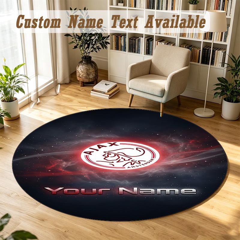 Round Rug Custom NameAjax Amsterdam Pattern Non Slip Carpet Home Floor Decor