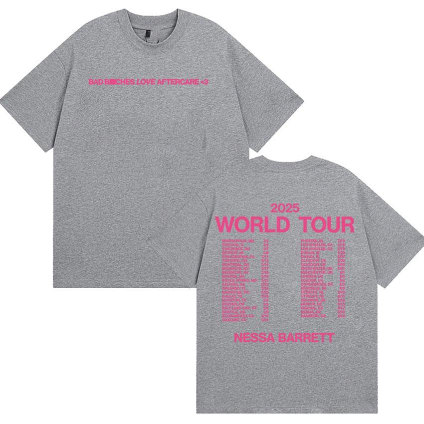 Nessa Barrett Aftercare World Tour 2025 New T Shirts Men Women Summer Aesthetic High Quality T-shirt 100% Cotton Oversized Tees