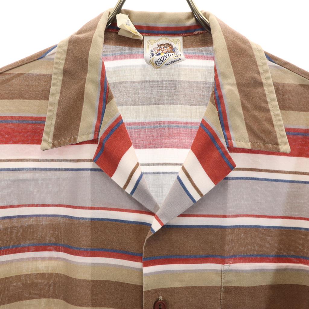 KENNINGTON 70s 80s vintage Border Pattern Short sleeve Open collar shirt Men's Used