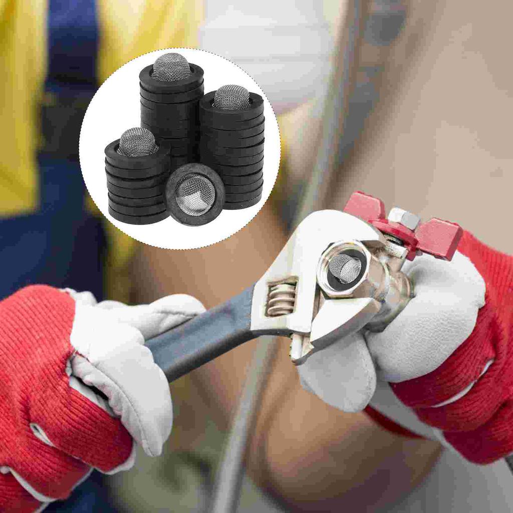 30 Pcs Stainless Steel Wire Mesh Washer Reinforced Rubber Gasket Seal Flow Restrictor Faucet Repair Kit 1 2 Inch Pipe