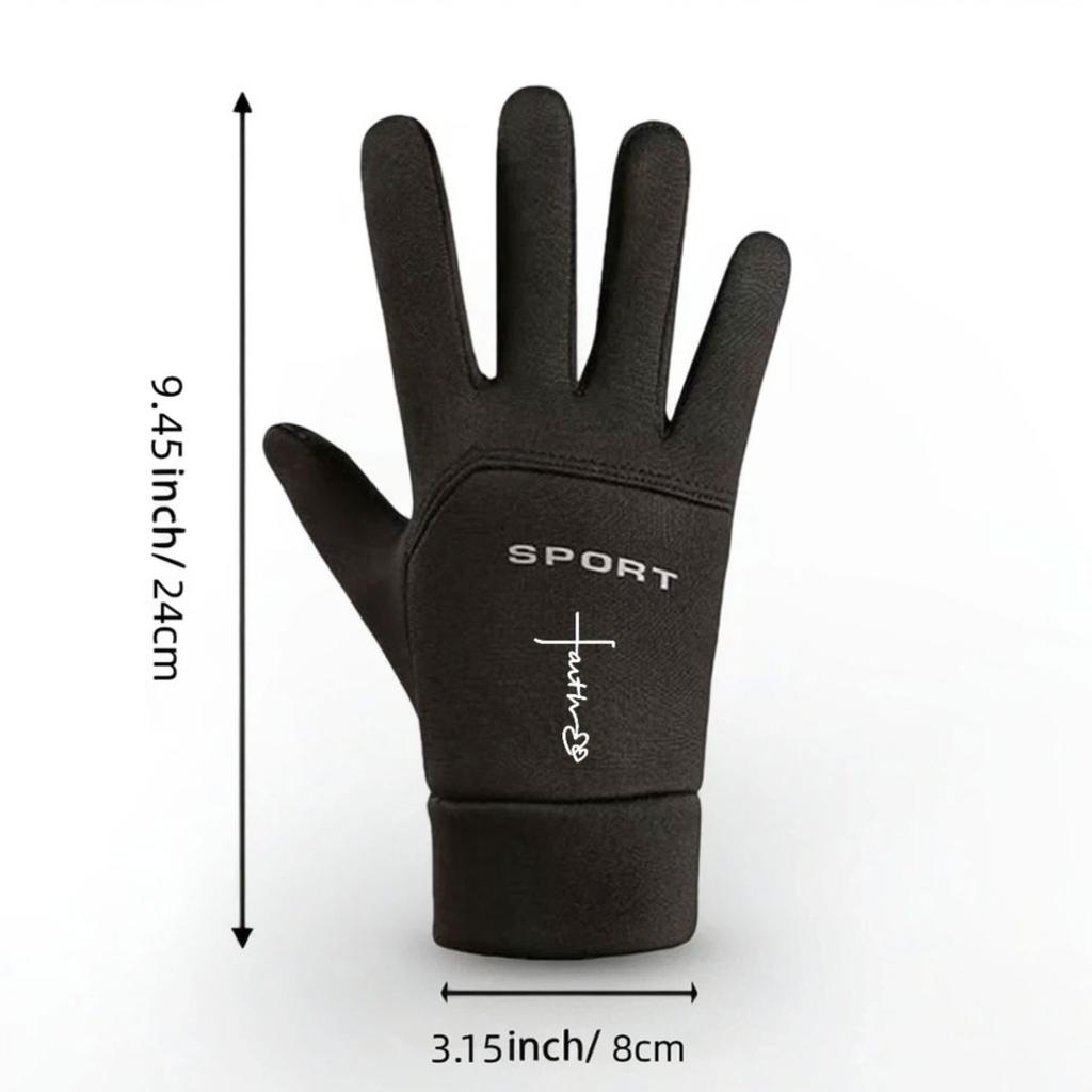 Winter gloves white cross and love print design warm and cold-proof gloves