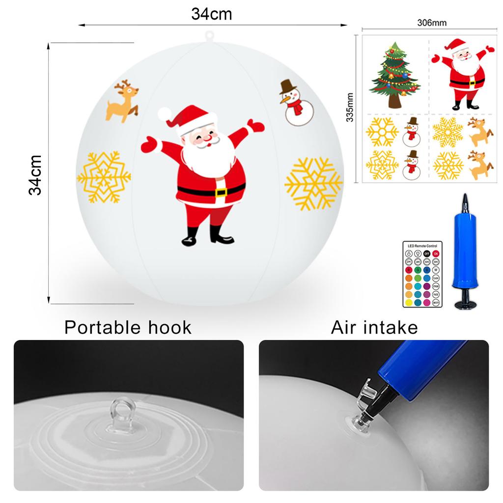 2PCS Solar Powered LEDs Floatings Pool Lights with 2PCS Santa Claus Design Sticker RGBW 16 Color