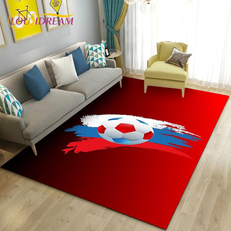 כדורגל כדורגל תלת מימד שטיח אזור ספורט, שטיח לסלון ספת חדר שינה שטיח לדלת קישוט מטבח, משחק לילדים מחצלת רצפה מונעת החלקה