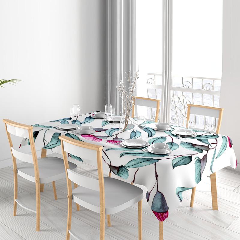 Floral Print Tablecloth: Beautiful Green Leaves Design for Dining Room Decoration Decorative Home Textiles from Linens Bedding O