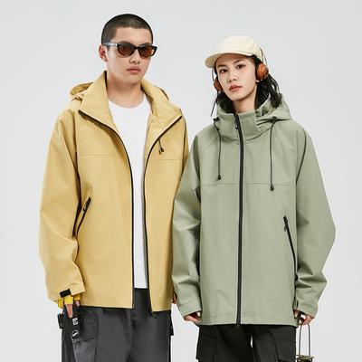 Spring New Couple Style Jackets, Mountain Style Outdoor Trendy Brand Loose Hooded Windproof Jackets for Men and Women