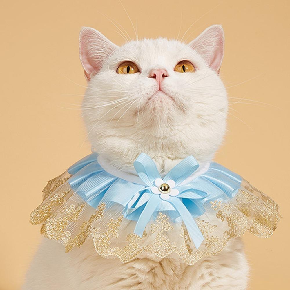 Round Neck Cat Scarf Washable Fabric Cat Drool Bib Sweet Style Pet Neckwear Pet Photo Taking