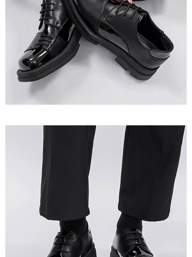 Men's 2025 Square Toe Height Increasing Leather Derby Shoes - Casual, Formal, & Wedding Wear