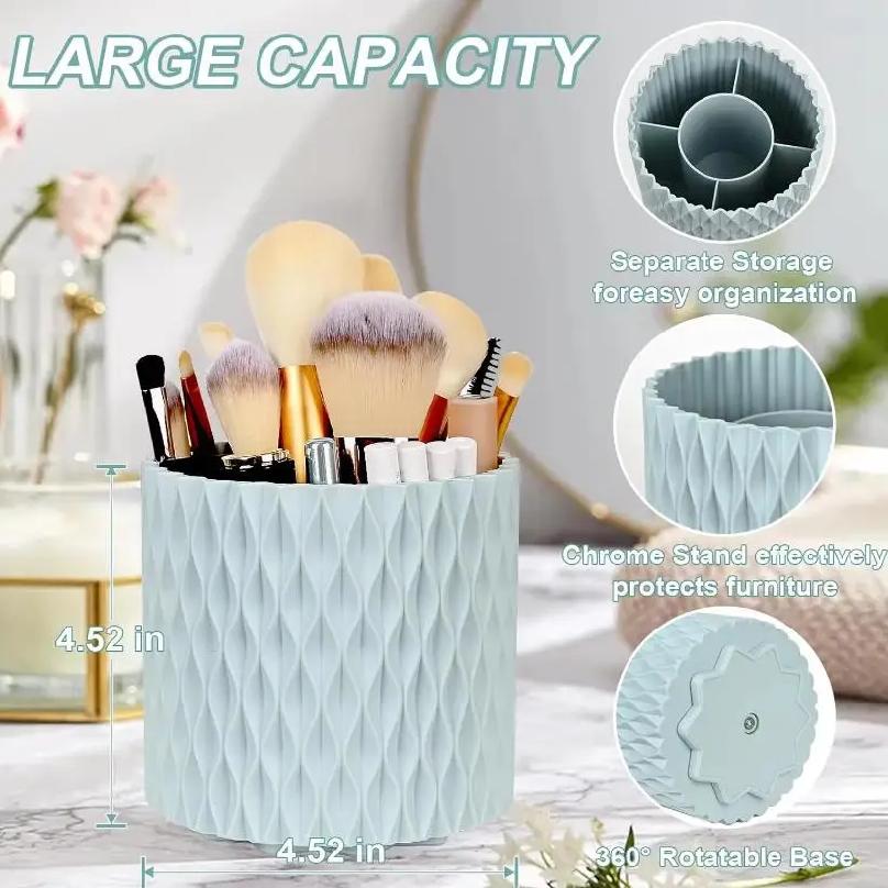 360 Rotation Large Capacity Makeup Brush Bucket Lipstick Eyebrow Pencil Eye Shadow Brush Storage Cartridge Portable Brush box