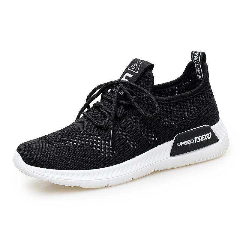 Spring and Autumn New Flying Woven Versatile Lace-up Casual Shoes Lightweight Mesh Breathable Sneakers