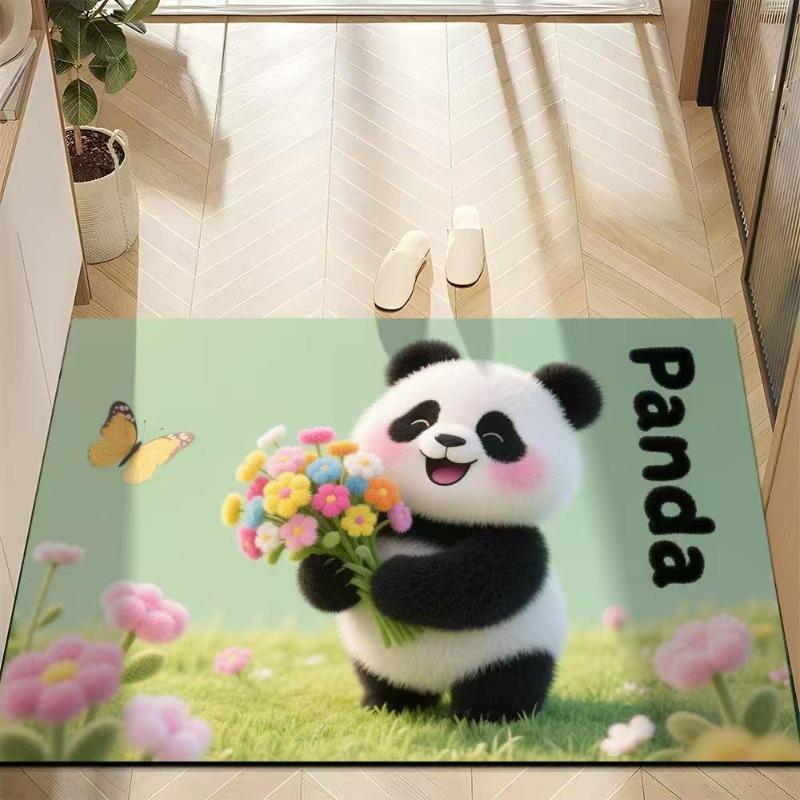 Cute Panda Diatomite Bath Mat - Super Absorbent Fast Dry Door Mat Anti-Slip Waterproof Floor Mat for Bathroom Kitchen Laundry Room