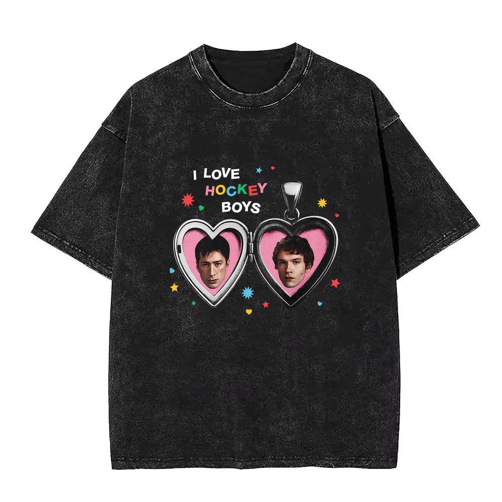 

Heated Rivalry Vintage Washed Tshirt Shane Hollander Ilya Rozanov Hollanov Graphic T Shirts Men Women Fashion Casual Tees S