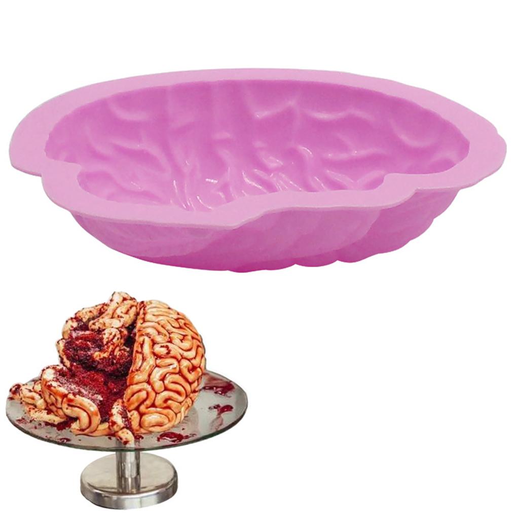 Human Brain Shape Pan Baking Silicone Halloween Cake Mold Pudding Jello Dessert Bread Mold