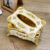 Rose Pattern Golden-Plated Tissue Box American Style Paper Holder Suitable For Multiple Rooms Home Desktop Decor