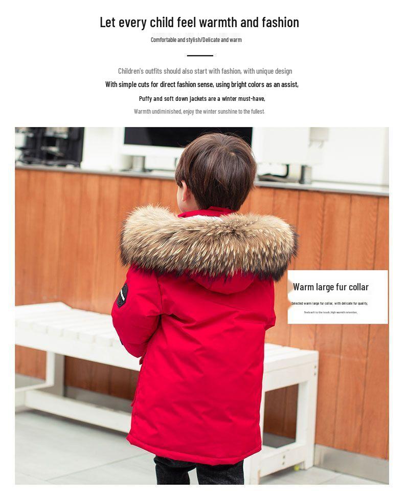 Kids' Winter Cotton Jacket with Fur Collar - Boys' Thickened Coat