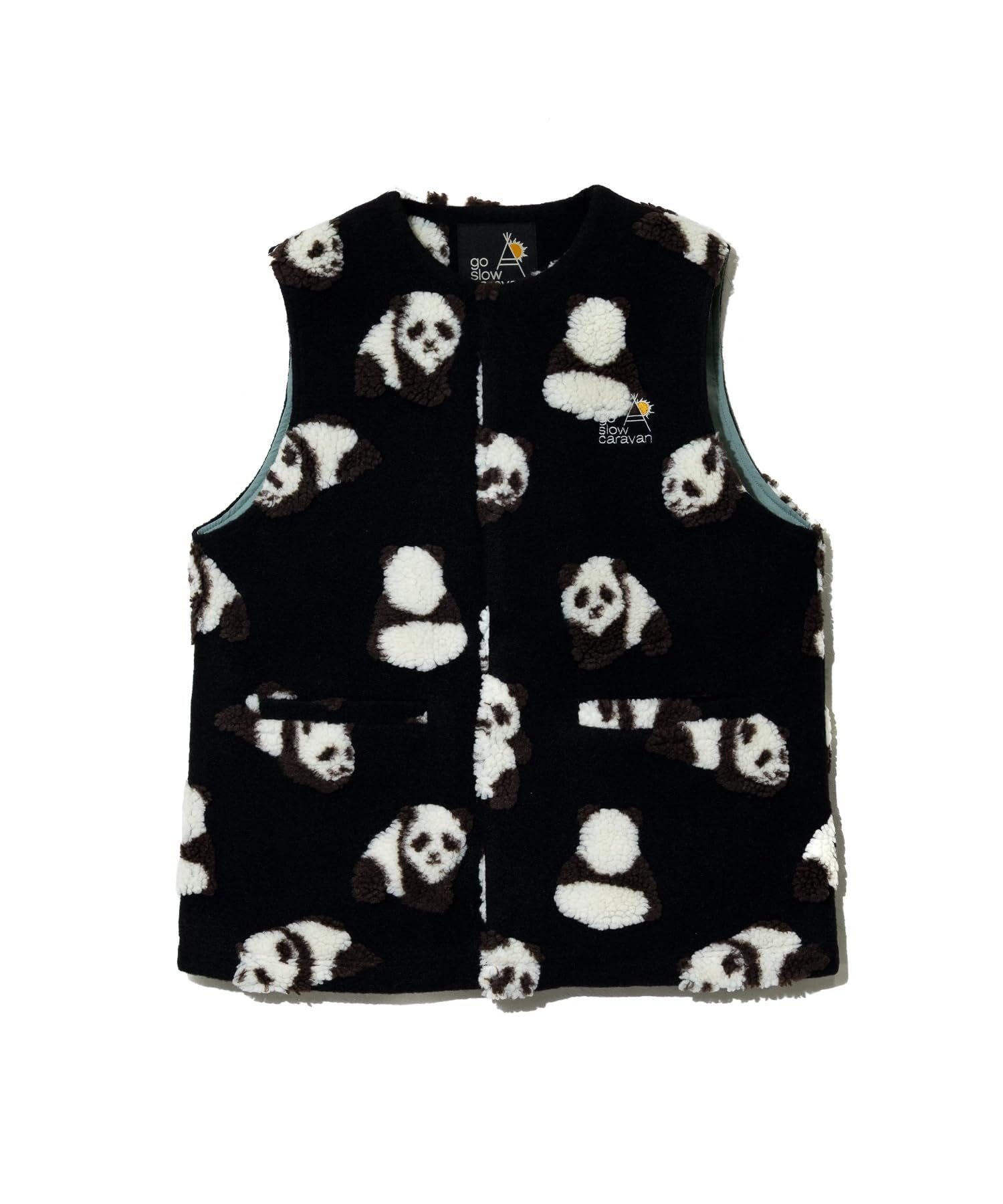 

[go slow caravan] 350217 Original Jacquard Boa Vest, Black, Free Size