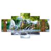 Fairy Forest Waterfall Painting Canvas 5 Piece Five Panel Wall Print Modern Art Poster Home Decor Gift For Him For Her