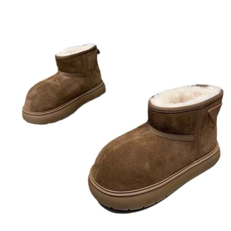 European Station 2025 Winter New Kapibara Frosted Leather Thickened Snow Cotton Boots Bread Shoes Small Women's Shoes