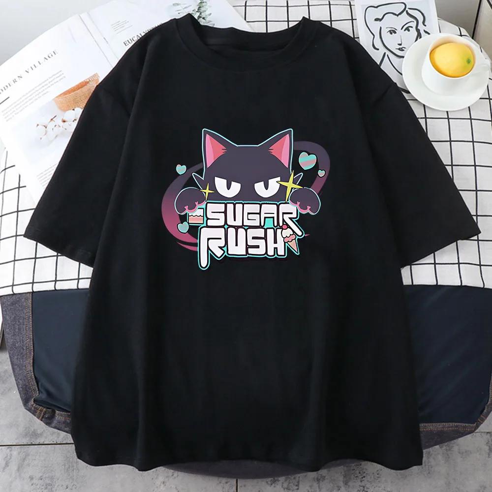 Sugar Rush Blue Archive Tshirts Game Anime Cartoon Graphic Teeshirt Short Sleeve Cotton Comfortable Shirt Printing Tees Summer