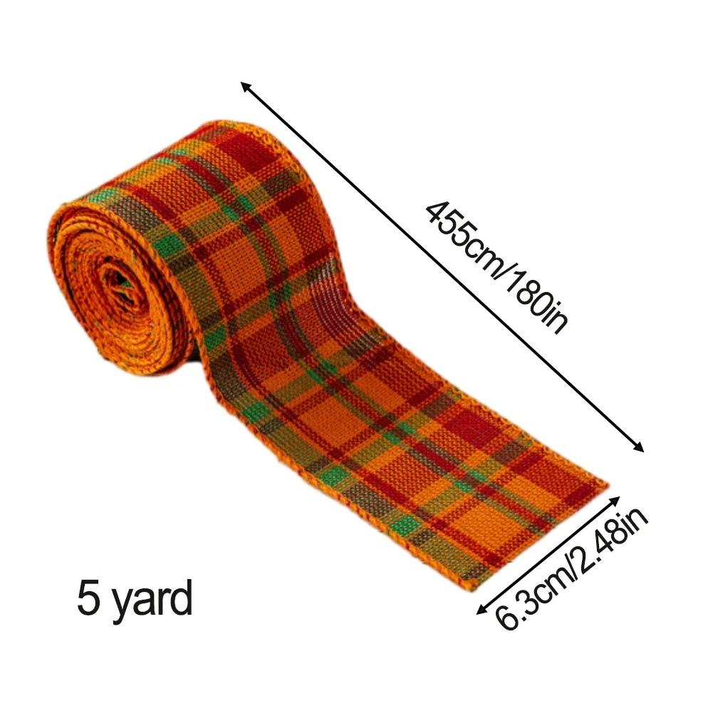 4pcs Craft Ribbon Imitation Hemp Ribbon Wire Wire Edge Linen Ribbon Christmas Decoration Red Plaid Ribbon For Festive Decoration