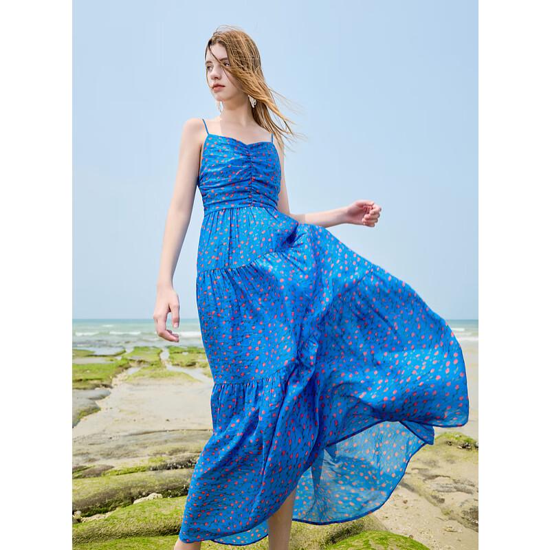 

Sancai 2025 Summer Floral V-Neck A-Line Camisole Maxi Dress M