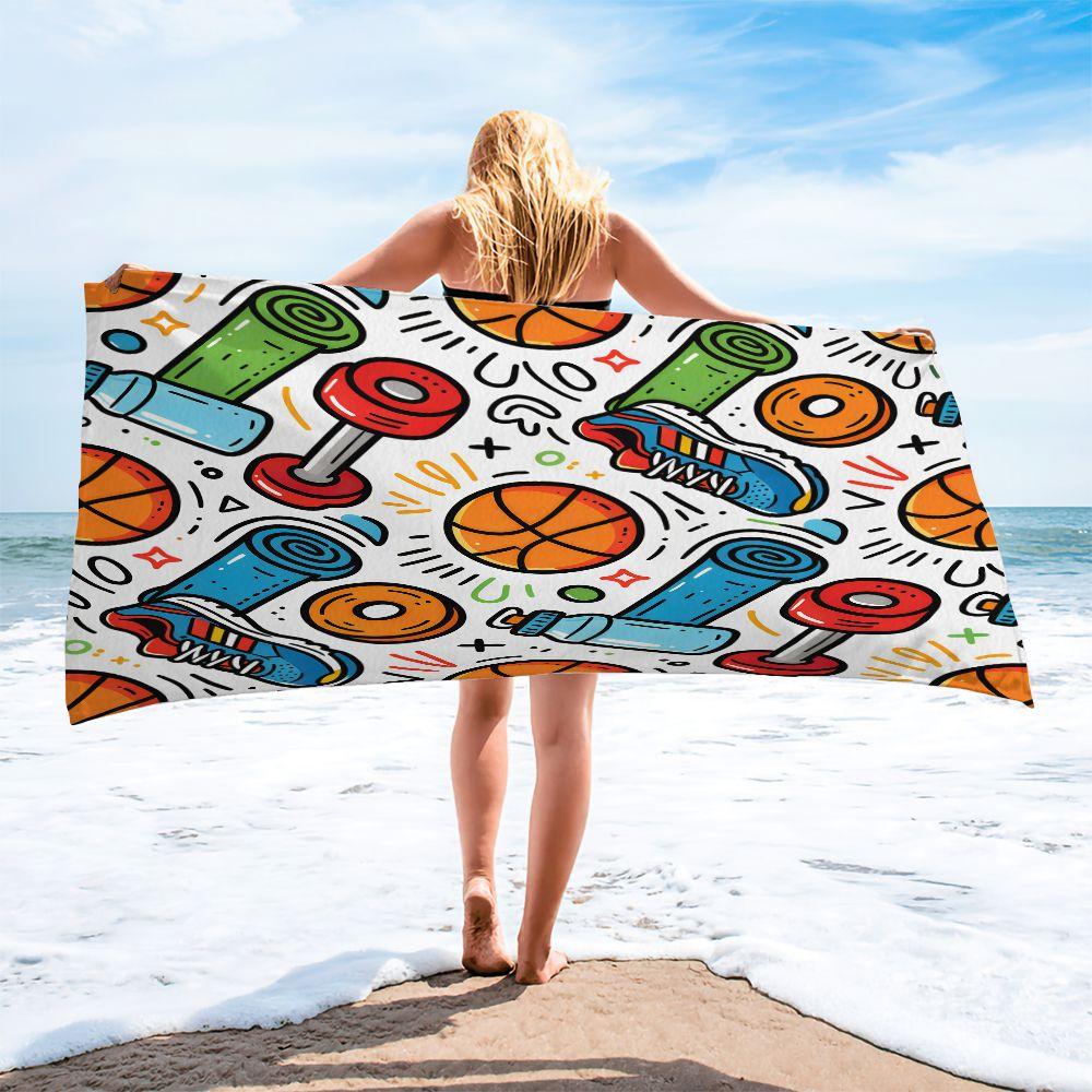 Basketball Sport Beach Towel Pool Towel Camping Towel Bath Towel Blanket HD Print Gym Travel Towel